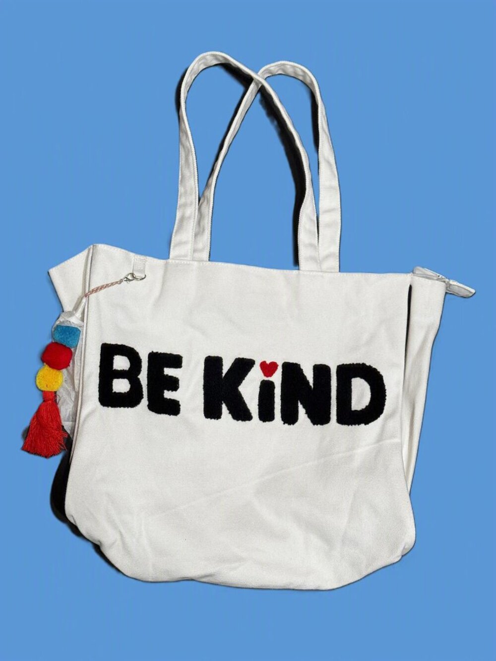 up&up™ Be Kind Reusable Zippered Cotton Canvas Tote Bag with Bag Charm